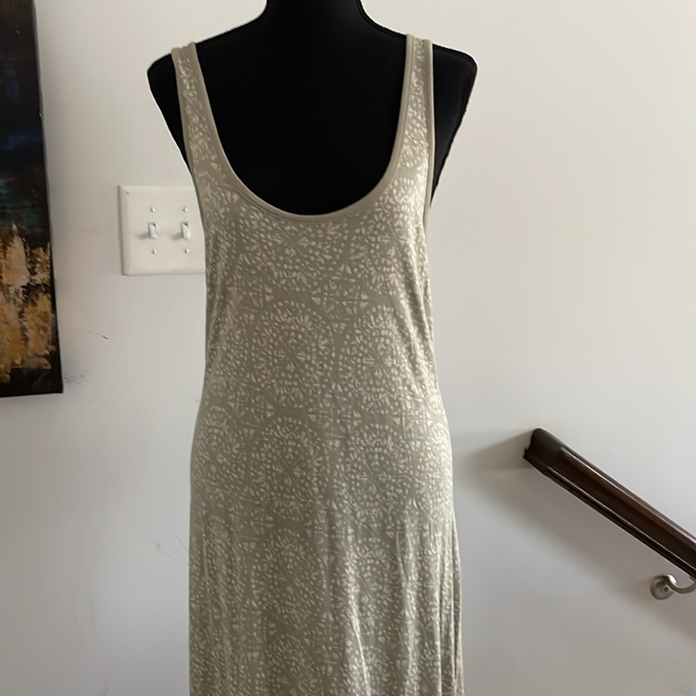 Old Navy Tank Top Dress Size L/Tall Gray White Maxi - Picture 4 of 12